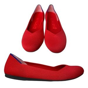 ROTHY’S red shoes flats round toe sz 7 NWOT